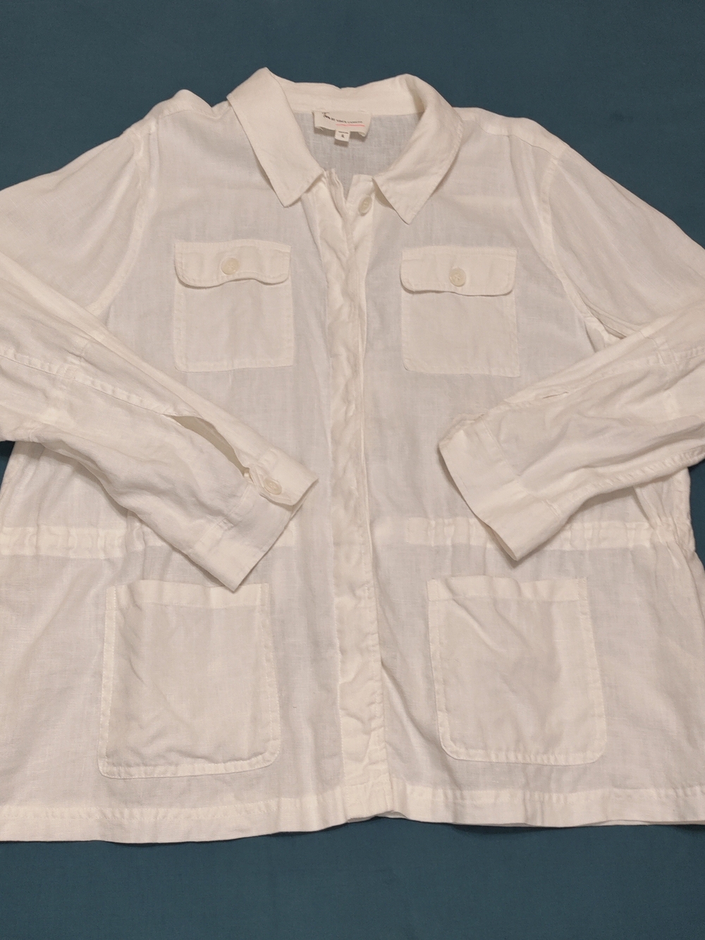 Lightweight White 100% Linen Women's Utility Jacket